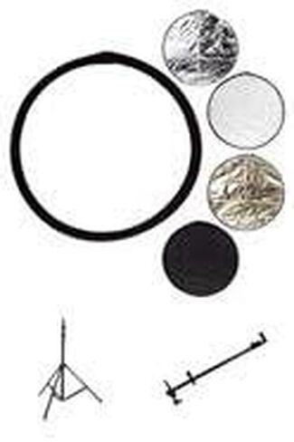 عاكس قرص قابل للطي 5 في 1 من Glow مقاس 42 بوصة، - حزمة - مع حامل إضاءة أسود 3 أقسام بطول 7 بوصات، ودعامة عاكسة محمولة، 12-67 بوصة in Kuwait