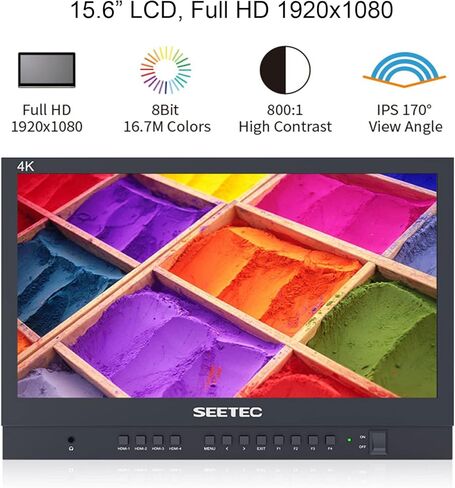 شاشة SEETEC ATEM156-CO مقاس 15.6 بوصة 4K HDMI متعددة الرؤية محمولة لمدير البث مع شاشة عرض رباعية منفصلة مقاس 1920 × 1080 بكسل و4 مخرجات HDMI in Kuwait