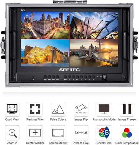 شاشة SEETEC ATEM156-CO مقاس 15.6 بوصة 4K HDMI متعددة الرؤية محمولة لمدير البث مع شاشة عرض رباعية منفصلة مقاس 1920 × 1080 بكسل و4 مخرجات HDMI in Kuwait