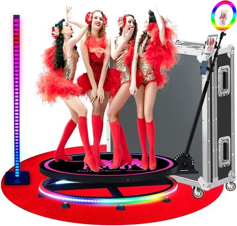 ZANOGI 360 آلة كشك الصور مع حزمة بطارية وتطبيق للحفلات، كشك كاميرا بطيء الحركة 100 سم لـ 5 أشخاص مع بدلة فاخرة وشعار مغناطيسي مخصص، التحكم عن طريق جهاز التحكم عن بعد أو التطبيق، 39.5 بوصة - حقيبة طيران سوداء in Kuwait