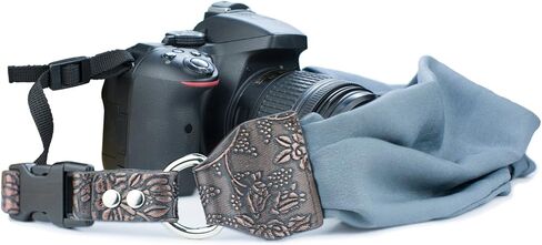 حزام كتف ورقبة للكاميرا من Sugelary، حزام كاميرا من القماش الساتان العتيق لجميع كاميرات DSLR ونيكون كانون وسوني بنتاكس (رمادي) in Kuwait