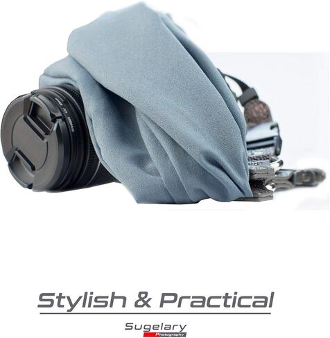 حزام كتف ورقبة للكاميرا من Sugelary، حزام كاميرا من القماش الساتان العتيق لجميع كاميرات DSLR ونيكون كانون وسوني بنتاكس (رمادي) in Kuwait
