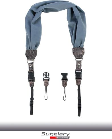 حزام كتف ورقبة للكاميرا من Sugelary، حزام كاميرا من القماش الساتان العتيق لجميع كاميرات DSLR ونيكون كانون وسوني بنتاكس (رمادي) in Kuwait