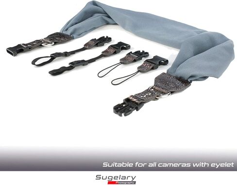 حزام كتف ورقبة للكاميرا من Sugelary، حزام كاميرا من القماش الساتان العتيق لجميع كاميرات DSLR ونيكون كانون وسوني بنتاكس (رمادي) in Kuwait