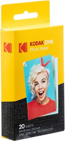 طابعة الصور الفورية KODAK Step مع تقنية Bluetooth/NFC، تطبيق Zink Technology لنظام التشغيل iOS وAndroid (أزرق) حزمة سجل القصاصات in Kuwait