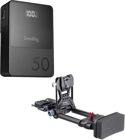 SMALLRIG Bundle V Mount Battery VB50, 3400mAh 50Wh 14.8V Mini V-Mount Battery V-Mount Battery Plate with Quick Release Plate for Arca-Swiss, Chest Pad, 15mm Rod and 1/4"-20 Threads in Saudi Arabia