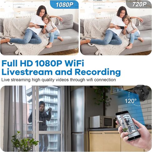 Splemin WiFi Spy كاميرا خفية 1080P HD كاميرا لاسلكية صغيرة لأمن المنزل داخلي أصغر كاميرا مراقبة مع كشف الحركة للرؤية الليلية in Kuwait