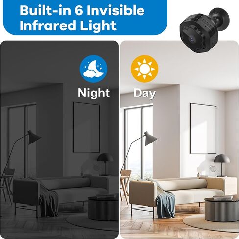 Splemin WiFi Spy كاميرا خفية 1080P HD كاميرا لاسلكية صغيرة لأمن المنزل داخلي أصغر كاميرا مراقبة مع كشف الحركة للرؤية الليلية in Kuwait