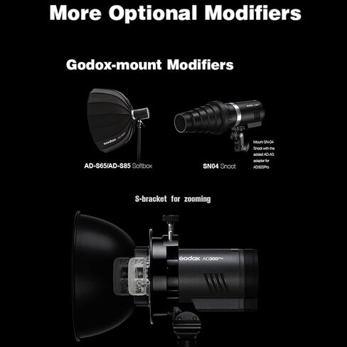GODOX AD300 Pro 300W Flash w/60cm Softbox 2.4G 1/8000s HSS 2600mAh 0.01-1.5s وقت إعادة التدوير 320 طاقة كاملة 12W ثنائي اللون النمذجة LED متوافق مع الكاميرات Canon Nikon Sony Fuji Olympus Panasonic Pentax in Kuwait
