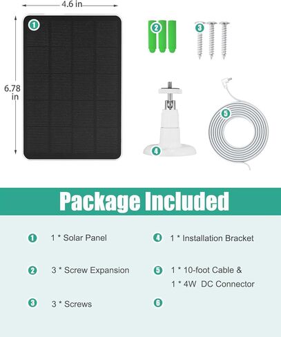 CYZYYLS Ring Solar Panel,4W Solar Panel for Security Camera Compatible with Stick Up Camera/Spotlight Cam Battery/Argus Cam,Weatherproof Ring Solar Charger with 10FT Micro USB/Type C/DC Cable(1 Pack) in Kuwait