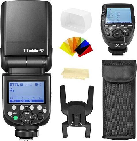 Godox TT685II-C Flash TTL 2.4GHz GN60 High Speed Sync 1/8000s Camera Speedlite Speedlight Light Compatible for Canon Cameras & Godox XPro-C Wireless Flash Trigger Transmitter in Saudi Arabia
