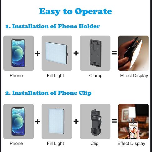 Bonvvie Rechargeable LED Selfie Light with Front/Back Phone Clip, Phone Light for iPhone Android iPad Tablet Laptop, Bi-Color Photography Camera Lighting for Makeup TikTok Selfie Vlog Video Conference in Saudi Arabia