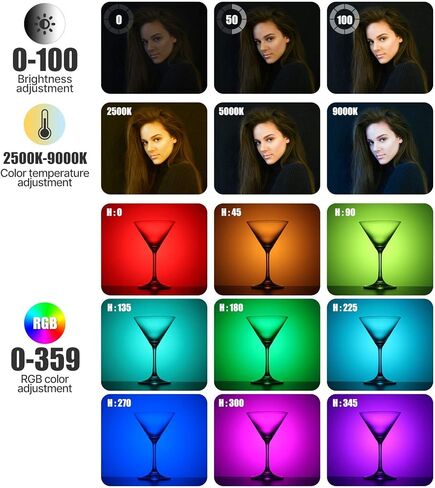 VL49 RGB Video Light مع 3 أحذية باردة، كاميرا LED صغيرة قابلة لإعادة الشحن 360 درجة لون إضاءة تصوير محمولة تدعم الجذب المغناطيسي، 2500-9000K مصباح لوحة عاكس للضوء يدعم الجذب المغناطيسي in Kuwait