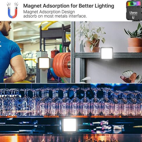 VL49 RGB Video Light مع 3 أحذية باردة، كاميرا LED صغيرة قابلة لإعادة الشحن 360 درجة لون إضاءة تصوير محمولة تدعم الجذب المغناطيسي، 2500-9000K مصباح لوحة عاكس للضوء يدعم الجذب المغناطيسي in Kuwait
