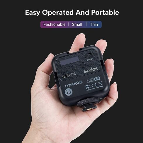 Godox LED6R RGB Video Light,360° Full Color LED Camera Light,HSI Adjustable 36000 Colors,CCT Bicolor 3200K～6500K,CRI 95,13 Scene Modes,Portable Photography Lighting Support Magnetic Attraction in Saudi Arabia