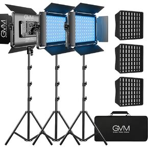 GVM RGB LED Video Light, Photography Lighting with APP Control, 1000D Video Lighting Kit for YouTube Studio, 3 Packs Led Panel Light, 3200K-5600K, 8 Kinds of The Scene Lights, CRI 97 (3 Packs 1000D) in Saudi Arabia