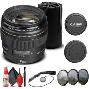 حزمة ملحقات عدسة Canon EF 85mm f/1.8 USM (2519A003) | للتصوير الفوتوغرافي والفيديو + طقم التنظيف + طقم الفلتر + حافظة الغطاء + الحقيبة + المزيد in Kuwait