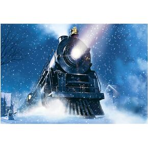 Funnytree 7x5ft Winter Christmas Train Backdrop for Photography Xmas Snow Night Railway Party Background Wonderland Snowflake Portrait Photobooth Banner Decorations Photo Studio Props in Saudi Arabia