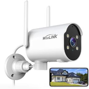 WOOLINK 2K Security Camera Outdoor WiFi Security Cameras Pan Rotating 225° Full Color Night Vision, Two-Way Audio, 2.4GHz WiFi, IP65, Motion Detection Alarm