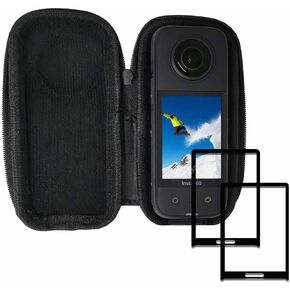ULBTER Screen Protector for Insta360 ONE X3 360 Camera + Mini Storage Case Bag Waterproof 0.3mm 9H Hardness Tempered Glass [1+2 Pack]