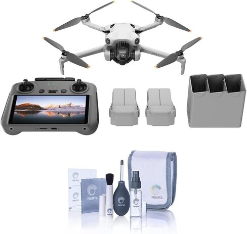 DJI Mini 4 Pro Fly More Combo Plus مع DJI RC 2 (جهاز تحكم عن بعد بالشاشة)، طائرة بدون طيار صغيرة قابلة للطي مع كاميرا فيديو 4K HDR للبالغين، بطاريتان طيران ذكيتان إضافيتان بالإضافة إلى وقت طيران يصل إلى 45 دقيقة in Saudi Arabia