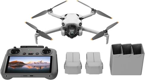DJI Mini 4 Pro Fly More Combo Plus مع DJI RC 2 (جهاز تحكم عن بعد بالشاشة)، طائرة بدون طيار صغيرة قابلة للطي مع كاميرا فيديو 4K HDR للبالغين، بطاريتان طيران ذكيتان إضافيتان بالإضافة إلى وقت طيران يصل إلى 45 دقيقة in Saudi Arabia