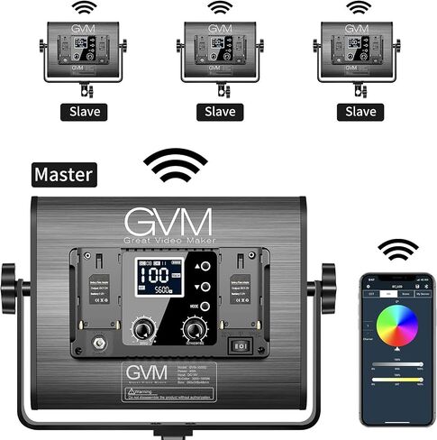 GVM RGB LED Video Light, Photography Lighting with APP Control, 1000D Video Lighting Kit for YouTube Studio, 3 Packs Led Panel Light, 3200K-5600K, 8 Kinds of The Scene Lights, CRI 97 (3 Packs 1000D) in Saudi Arabia