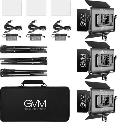 GVM RGB LED Video Light, Photography Lighting with APP Control, 1000D Video Lighting Kit for YouTube Studio, 3 Packs Led Panel Light, 3200K-5600K, 8 Kinds of The Scene Lights, CRI 97 (3 Packs 1000D) in Saudi Arabia