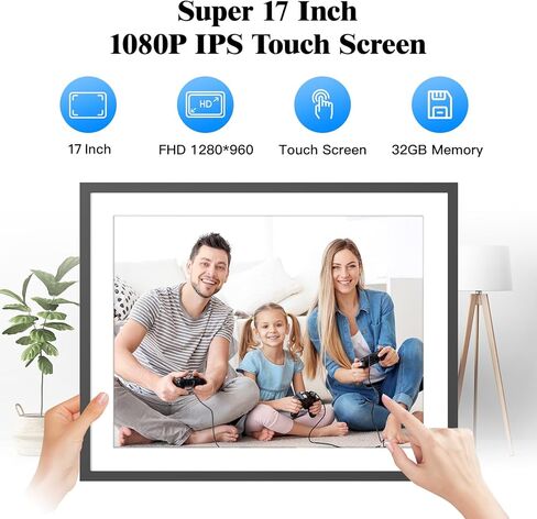 17-inch Digital Picture Frame Large Electronic Photo Frame - Wall-Mounted Dual-WiFi Digital Frame for Home Decor, Remote Control, Easily Share Photos via App Email, Gifts for Her in Kuwait