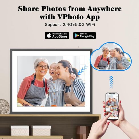 17-inch Digital Picture Frame Large Electronic Photo Frame - Wall-Mounted Dual-WiFi Digital Frame for Home Decor, Remote Control, Easily Share Photos via App Email, Gifts for Her in Kuwait