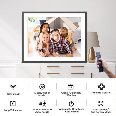 17-inch Digital Picture Frame Large Electronic Photo Frame - Wall-Mounted Dual-WiFi Digital Frame for Home Decor, Remote Control, Easily Share Photos via App Email, Gifts for Her in Kuwait