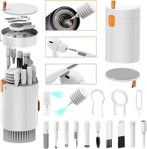 مجموعة التنظيف الإلكترونية 20 في 1، مجموعة تنظيف الكمبيوتر المحمول لشاشة الكمبيوتر للهاتف، مجموعة تنظيف لوحة المفاتيح للكاميرا Airpod MacBook iPad، مجموعة تنظيف الهاتف مع رذاذ وقماش من الألياف الدقيقة in Kuwait