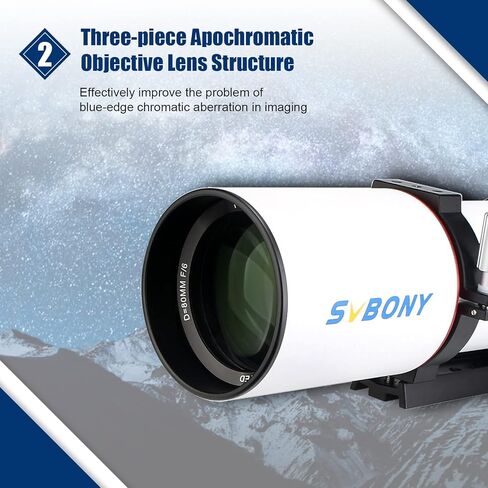 تلسكوب SVBONY SV550، منكسر ثلاثي F6 APO مقاس 80 مم OTA، حزمة مع أداة تسطيح المجال SV209، أداة تسطيح 1.0X لتصحيح المجال، للتصوير الفلكي للسماء العميقة in Saudi Arabia