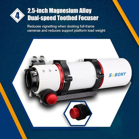 تلسكوب SVBONY SV550، منكسر ثلاثي F6 APO مقاس 80 مم OTA، حزمة مع أداة تسطيح المجال SV209، أداة تسطيح 1.0X لتصحيح المجال، للتصوير الفلكي للسماء العميقة in Saudi Arabia