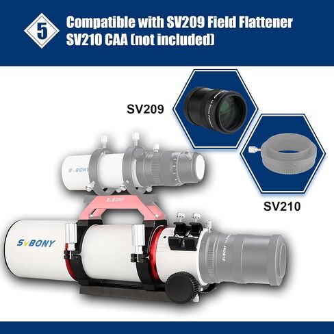 تلسكوب SVBONY SV550، منكسر ثلاثي F6 APO مقاس 80 مم OTA، حزمة مع أداة تسطيح المجال SV209، أداة تسطيح 1.0X لتصحيح المجال، للتصوير الفلكي للسماء العميقة in Saudi Arabia
