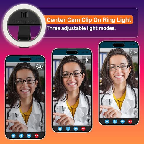 حلقة إضاءة للكمبيوتر - حلقة إضاءة بمشبك للكاميرا المركزية لمؤتمرات الفيديو، وإضاءة البث، وإضاءة البودكاست، قم بترقية الكاميرا الخاصة بك باستخدام حلقة إضاءة LED للمنزل أو المكتب أو السفر in Kuwait