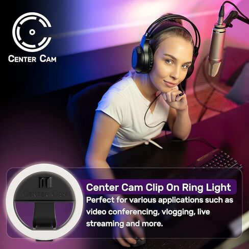 حلقة إضاءة للكمبيوتر - حلقة إضاءة بمشبك للكاميرا المركزية لمؤتمرات الفيديو، وإضاءة البث، وإضاءة البودكاست، قم بترقية الكاميرا الخاصة بك باستخدام حلقة إضاءة LED للمنزل أو المكتب أو السفر in Kuwait