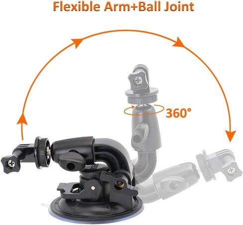 Heavy Duty Camera Car Windshield Mount with 1/4-20 Adapter for GoPro Hero Series and All Cameras in Saudi Arabia