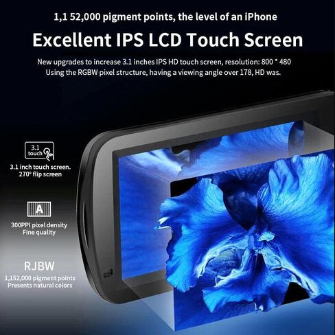كاميرا فيديو ORDRO 4K AC5 1080P 60FPS 3.1 بوصة IPS شاشة تعمل باللمس واي فاي كاميرا فيديو، كاميرا بث فيديو يوتيوب مع تكبير بصري 12X، ميكروفون، عدسة زاوية واسعة، بطاقة SD 64 جيجا، بطاريات in Saudi Arabia