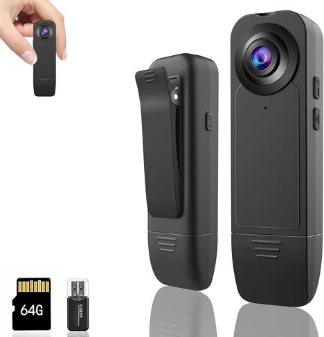 Body Camera with 1080P HD Recording in Motion Detection and Night Vision Function, Built-in 64GB Card Wearable Camera, 6 HR Battery,Body Cam for outdoor sports/Pet Records/Security/Work Records in Kuwait