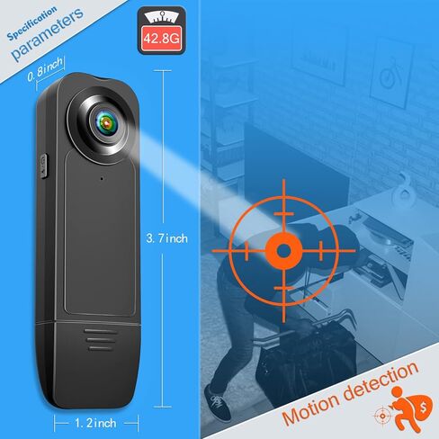 Body Camera with 1080P HD Recording in Motion Detection and Night Vision Function, Built-in 64GB Card Wearable Camera, 6 HR Battery,Body Cam for outdoor sports/Pet Records/Security/Work Records in Kuwait