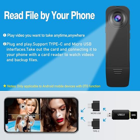 Body Camera with 1080P HD Recording in Motion Detection and Night Vision Function, Built-in 64GB Card Wearable Camera, 6 HR Battery,Body Cam for outdoor sports/Pet Records/Security/Work Records in Kuwait