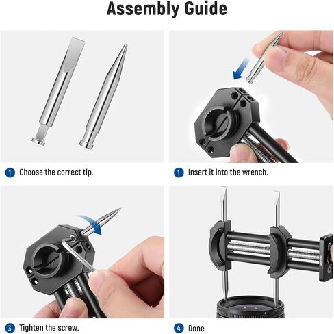 NEEWER Camera Lens Vise Tool Kit with Flat & Pointed Tips, All Metal Lens Repair Thread Restoration Spanner Set with 10-90mm Precise Adjustable Jaw Opening for Ø22-105mm Lens Filters Telescopes, HW-27 in Saudi Arabia