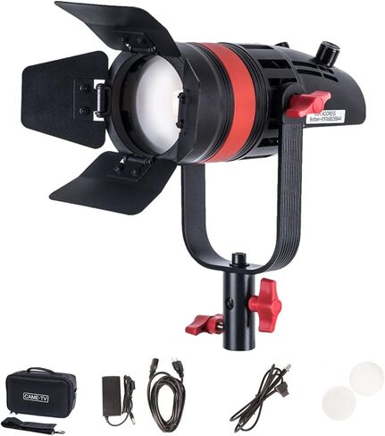 Came-TV Boltzen 55W COB Q-55S Fresnel Focusable Led Video Light,Bi-Color 3200K-5600K CRI96+TLCI97+Lighting Effects Foucsing Light with Filter Set Removable Barn-Door Carry Bag in Kuwait