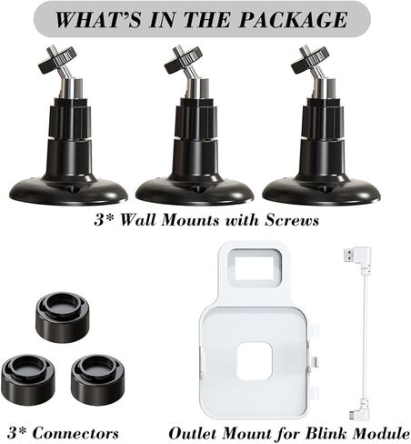 حامل اسود من 3 قطع لجهاز بلينك الجديد كليا في الهواء الطلق قابل للتعديل بزاوية 4.360 درجة مع وحدة مزامنة وميض 2 منفذ تثبيت in Kuwait