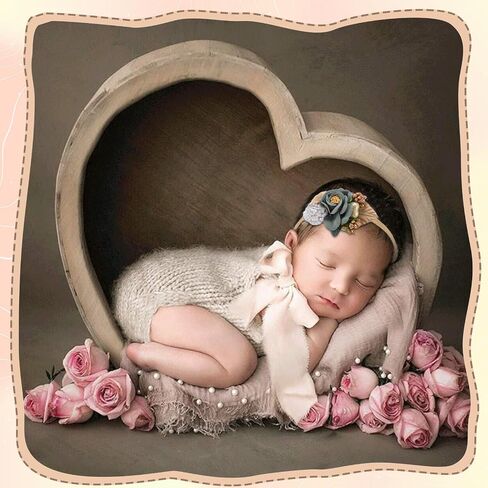 Preboun 6 Pcs 35.4 x 66.9 Inches Photography Props Wrap Knit Pearl Decor Wrap Blanket Swaddle Baby Photoshoot Props 3 Pcs Flower Newborn Headbands for Girls 3 Pcs Newborn Photography Wraps, 3 Colors in Saudi Arabia