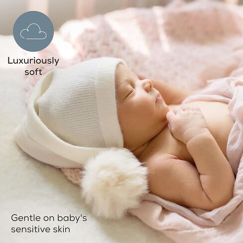 قبعات أطفال حديثي الولادة من صوف الكشمير من First Landings (عبوة من قطعتين) مجموعة هدايا قبعات أطفال فائقة النعومة - قبعة أطفال طويلة رائعة مع كرات بوم بومس - دعامات تصوير لحديثي الولادة باللون الأبيض والرمادي in Kuwait