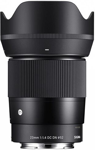 عدسة سيجما 23 مم f/1.4 DC DN المعاصرة لحزمة Sony E مع فلتر للأشعة فوق البنفسجية متعدد الطبقات مقاس 52 مم، وقماش تنظيف من الألياف الدقيقة in Saudi Arabia