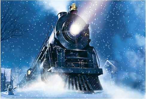 Funnytree 7x5ft Winter Christmas Train Backdrop for Photography Xmas Snow Night Railway Party Background Wonderland Snowflake Portrait Photobooth Banner Decorations Photo Studio Props in Saudi Arabia