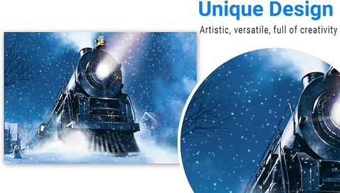 Funnytree 7x5ft Winter Christmas Train Backdrop for Photography Xmas Snow Night Railway Party Background Wonderland Snowflake Portrait Photobooth Banner Decorations Photo Studio Props in Saudi Arabia